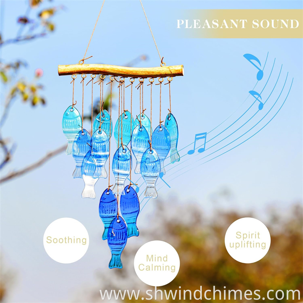 Blue Glass Sea Wind Chimes